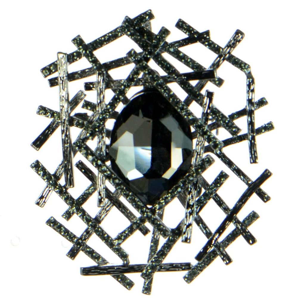 Kirks Folly Large Gunmetal Crystal Pin/Pendant